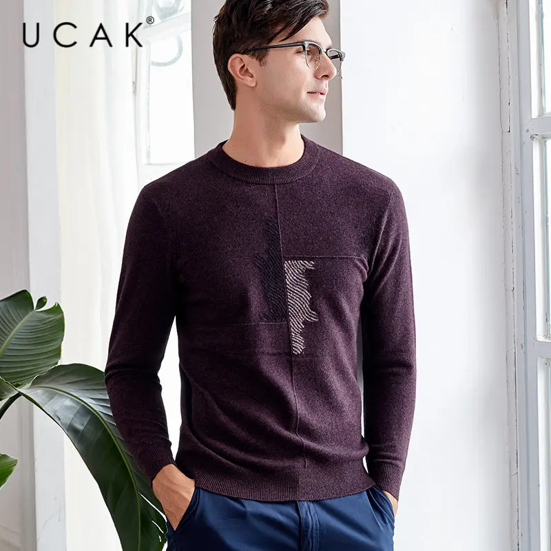 UCAK Brand Pure Merino Wool Sweater Men Streetwear Fashion O-Neck Pull Homme Autumn Winter Soft Warm Cashmere Pullover Men U3038 UCAK Brand Pure Merino Wool Sweater Men Streetwear Fashion O-Neck Pull Homme Autumn Winter Soft Warm Cashmere Pullover Men U3038