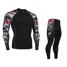 Мужской компрессионный спортивный костюм Быстросохнущий пот фитнес-чехол для тренировочной боксерской груши комплект Рашгард Мужская спортивная одежда Беговая одежда