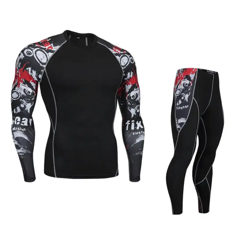 

Man Compression Sports Suit Quick drying Perspiration Fitness Training MMA Kit rashguard Male Sportswear Jogging Running Clothes