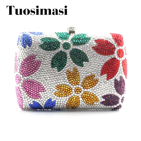 

Hot Floral Ladies Clutch Bag Women Evening Party Bag Prom Bridal Wedding Handbags (B1008-SRG)