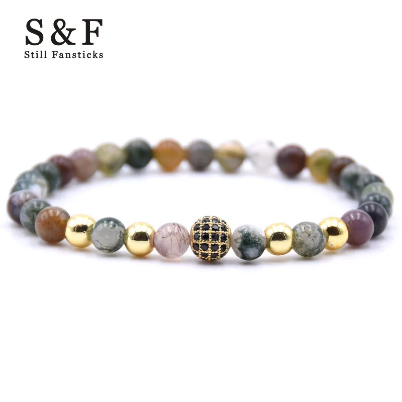 

6mm Bead Bracelet Gold CZ Ball Bracelets For Women Jewelry Men Pulseira Masculina Feminina Erkek Bileklik Pulseras Bijoux New