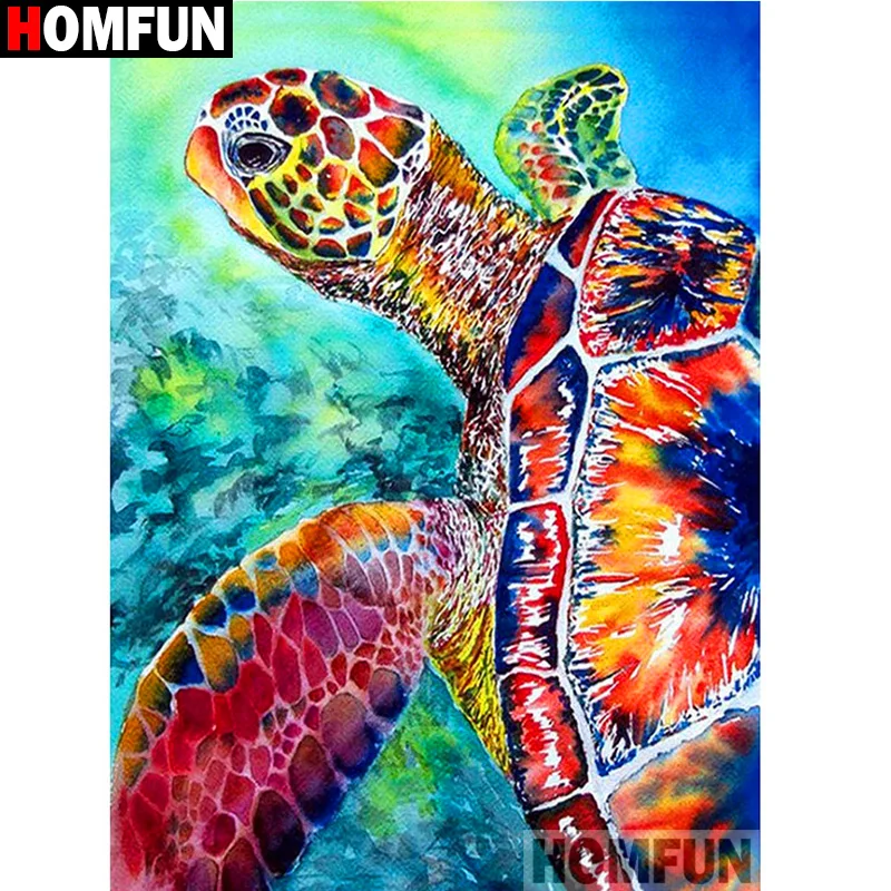 HOMFUN 5D Diamond Animal Turtle Diamond Embroidery Full Round/ Square Diy  Diamond Painting Cross Stitch Home Decor