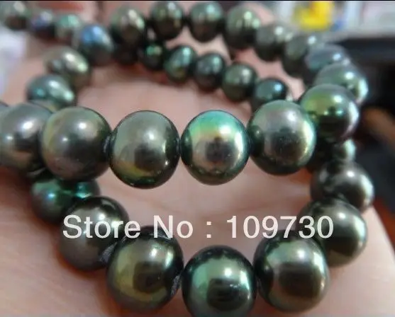 

Jewelry 001546 18"8-9MM NATURAL TAHITIAN GENUINE PEACOCK GREEN PERFECT AAA PEARL NECKLACE 14KGP