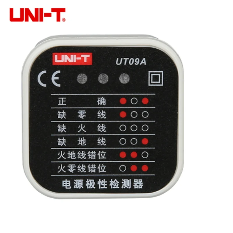 

UNI-T UT09A/B/E Standard 16A plug Power Polarity Detector Phase Ground Fire Zero Socket Tester