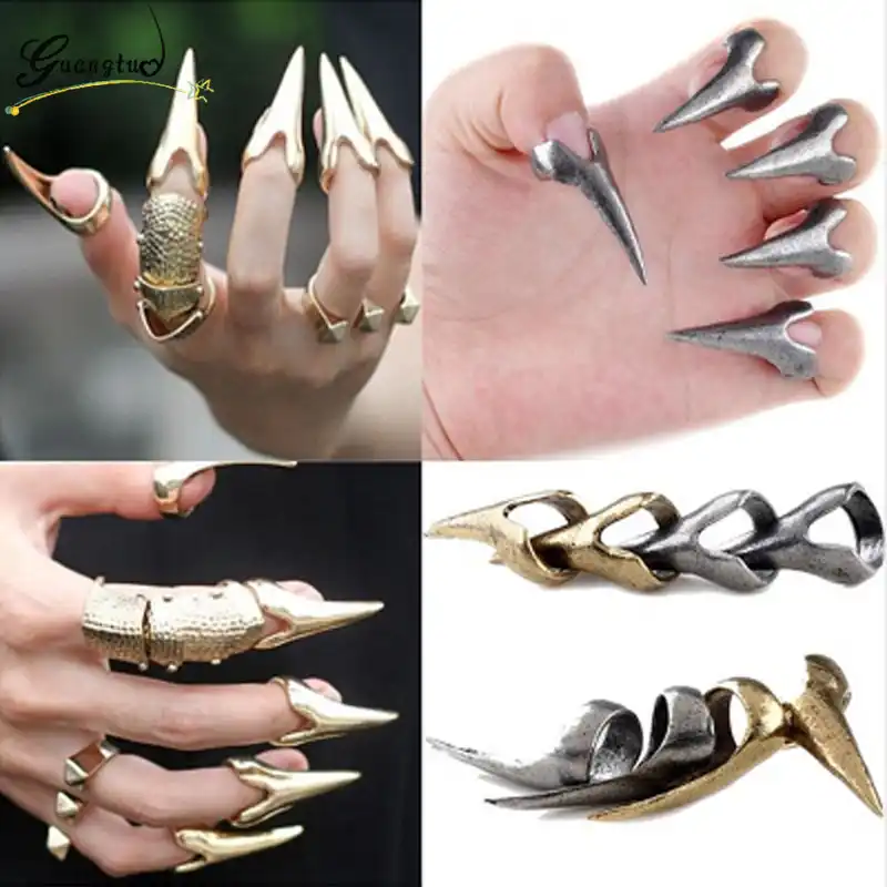 新ファッション誇張ヴィンテージ爪ネイルリング男性女性ジュエリースチームパンクビジューと操作 Anillos パーティーリングパンクスタイル Ring Punk Punk Fashionpunk Style Aliexpress