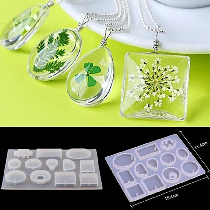 HOT 1PC 12 Designs Silicone Mold Necklace Pendant Resin Jewelry Making