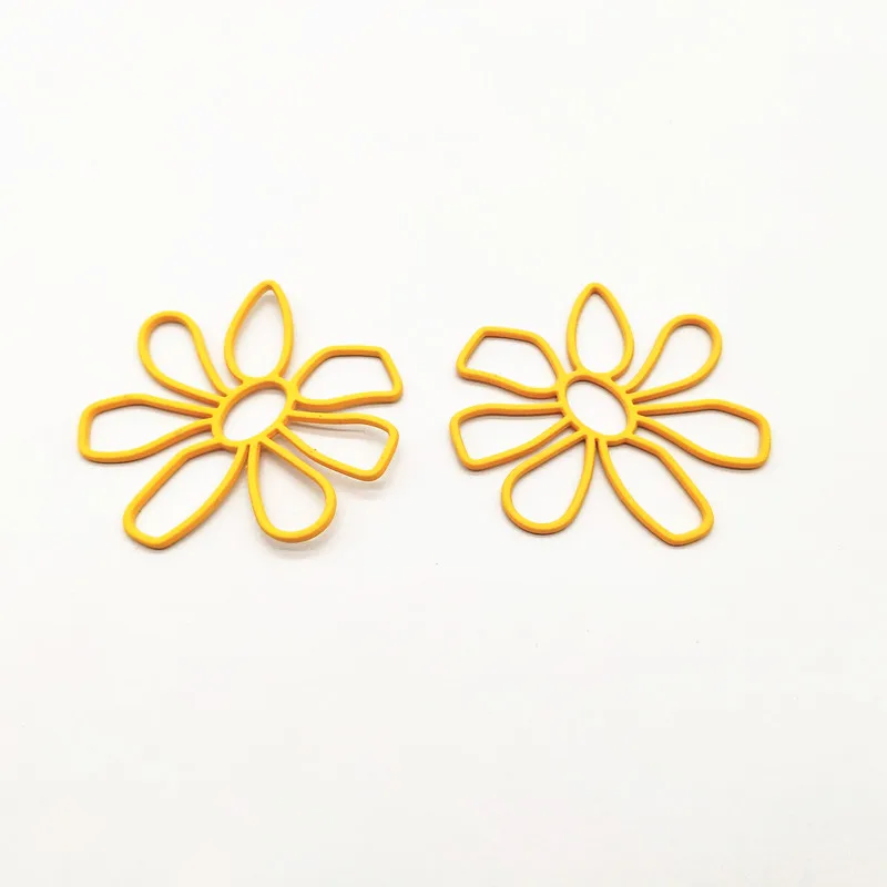 New arrival! 47X46mm 50pcs flower-shape charm for Stud earring/earrings accessories/Earring parts/hand Made Jewelry DIY - Color: yellow