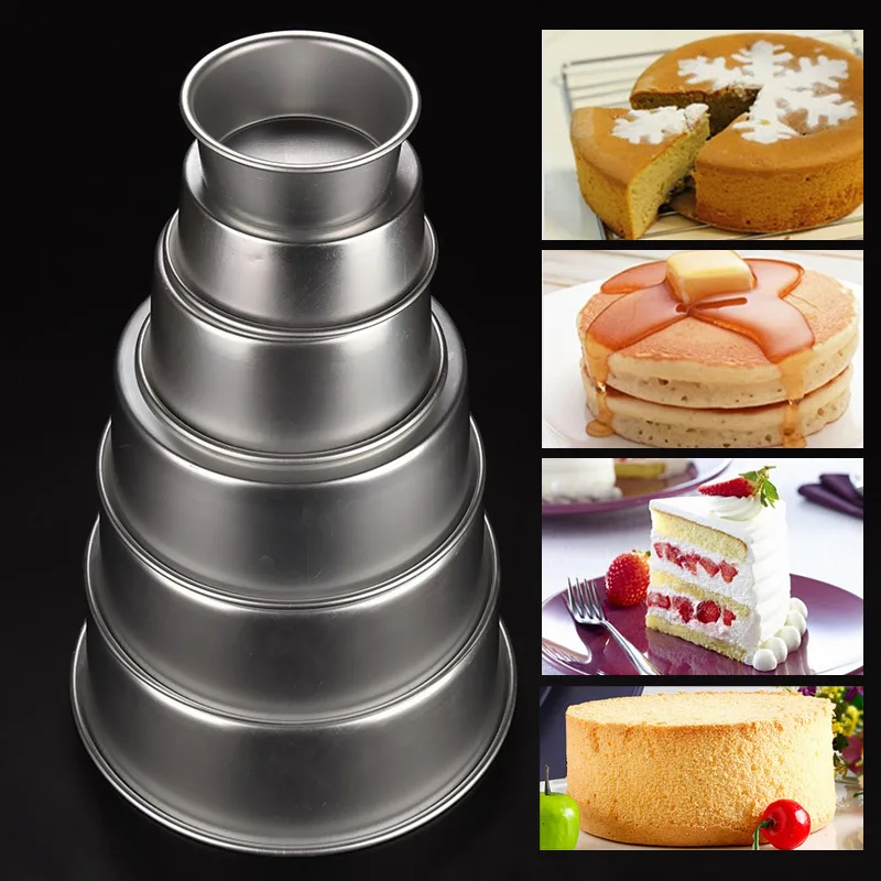 2/4/5/6/7/8/9/10 Cake Baking Mould Aluminum Alloy Round Pan Bakeware DIY BIJS 