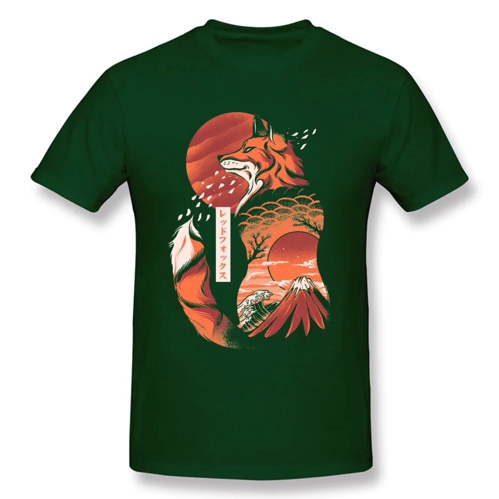 Men's Dominant Simple Style Tops & Tees Round Collar Lovers Day 100% Cotton T Shirt Funny Short Sleeve Japanese-Fox Tees Japanese-Fox dark
