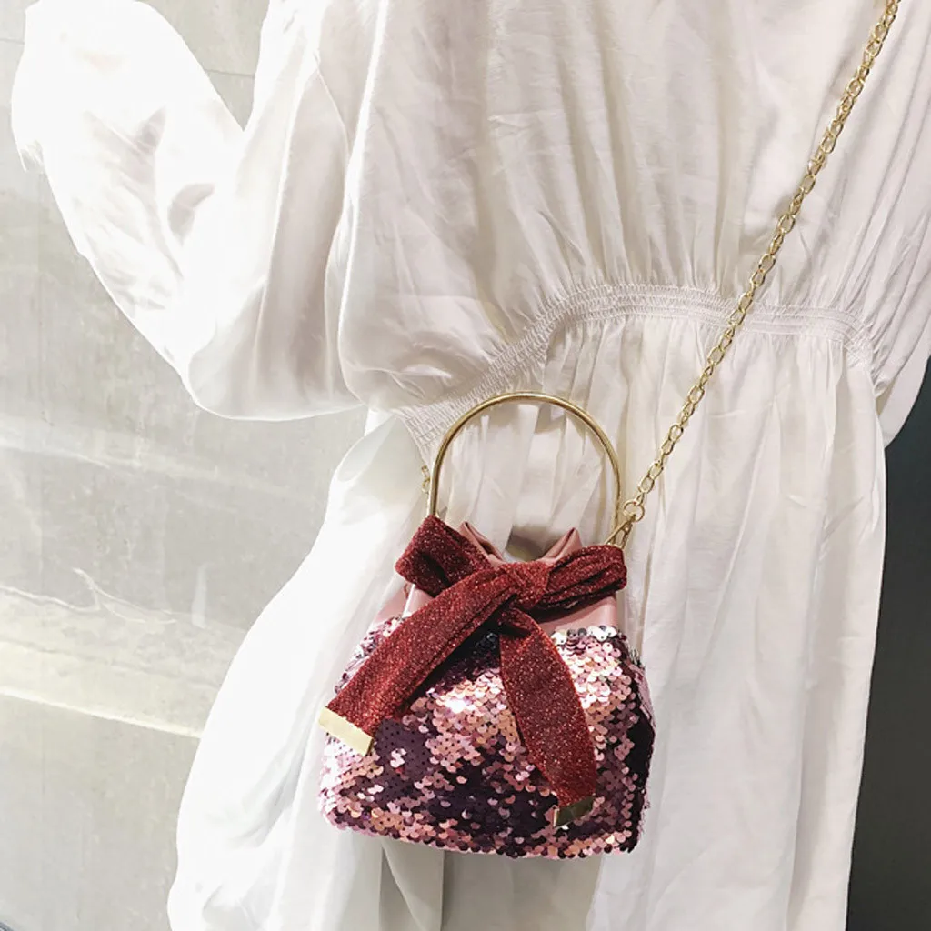 OCARDIAN сумка женская модная кожаная сумка с блестками на цепочке сумка-мешок металлическая сумка с бантом сумка-мессенджер Прямая поставка a10