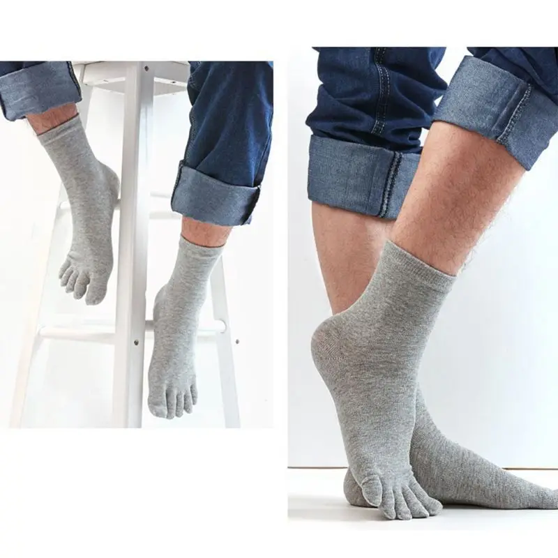 Мужские пять носок с пальцами мягкий полиэстер хлопок лодыжки носок носки сплошной цвет дышащие