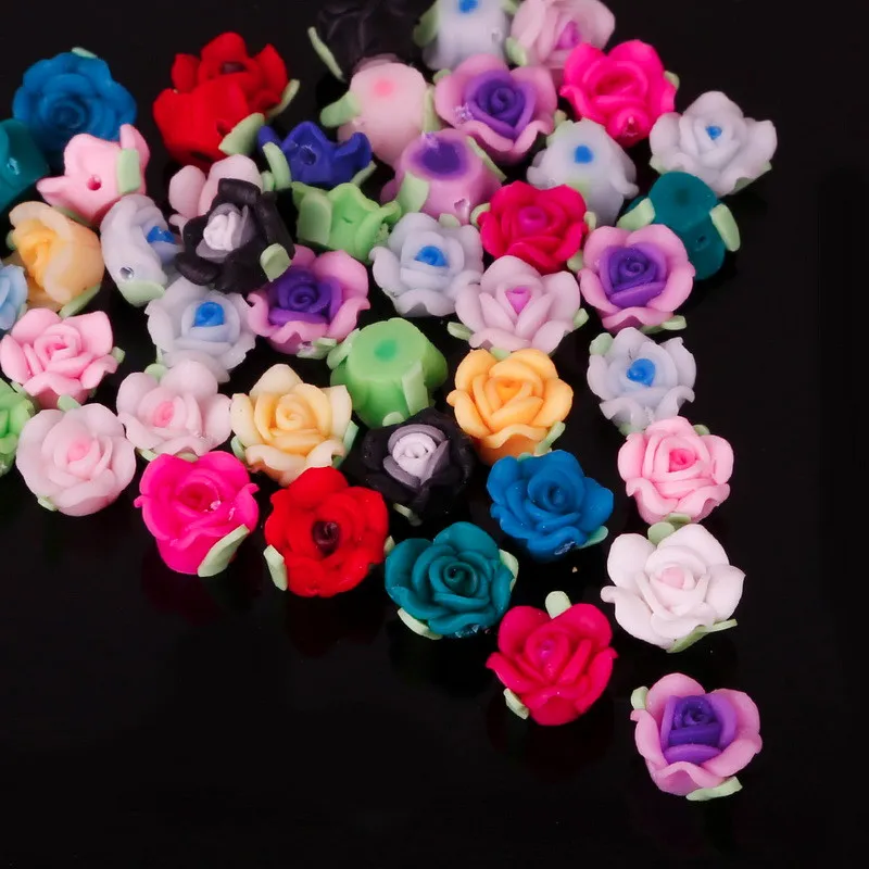 Милые 10 шт. разноцветные керамические бусины ручной работы мягкая полимерная глина Fimo роза/цветы из яйца бусины для модных ювелирных изделий DIY аксессуары