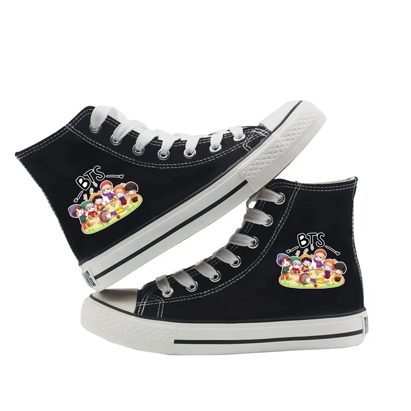 

Bangtan Boys Cute Pattern Printing High Heel Double-layer Canvas Sneakers Student Personalise Trendy Plimsole A19581