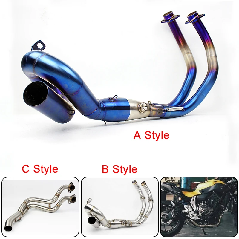 For Yamaha MT-07 MT07 2013 2014 2015 2016 2017 Motorcycle Exhaust Muffler Modified Scooter Front Pipe Slip-On Muffler Exhaust (2)