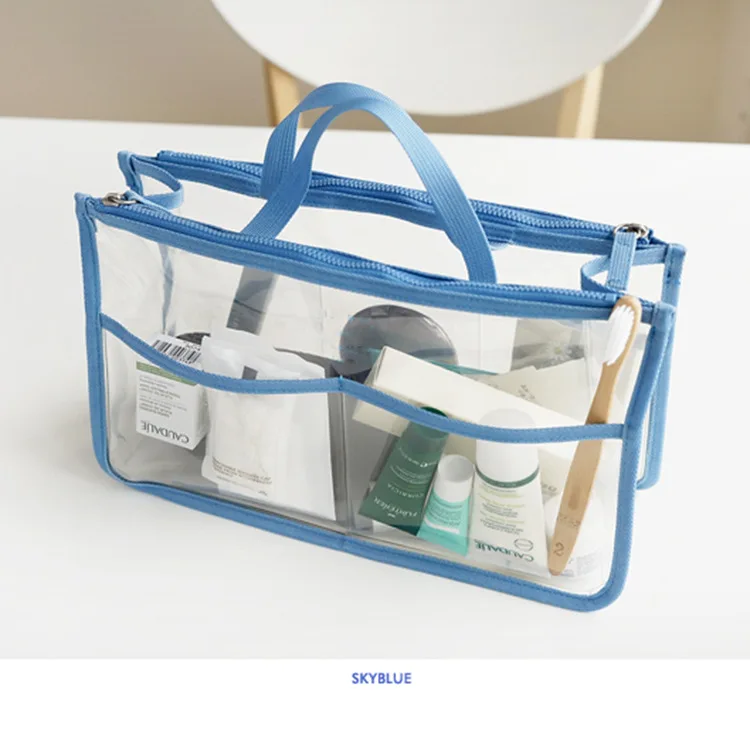 Free Shipping Women Organizer Bag Insert Travel Liner Transparent See