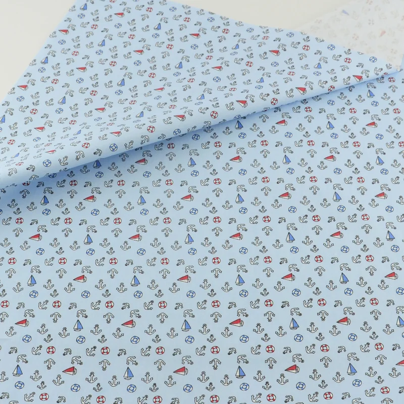 

Sea Anchor Blue Cotton Fabric Bedding Decoration Teramila Fabrics Home Textile Patchwork Quilting Sewing Cloth Crafts Tissue