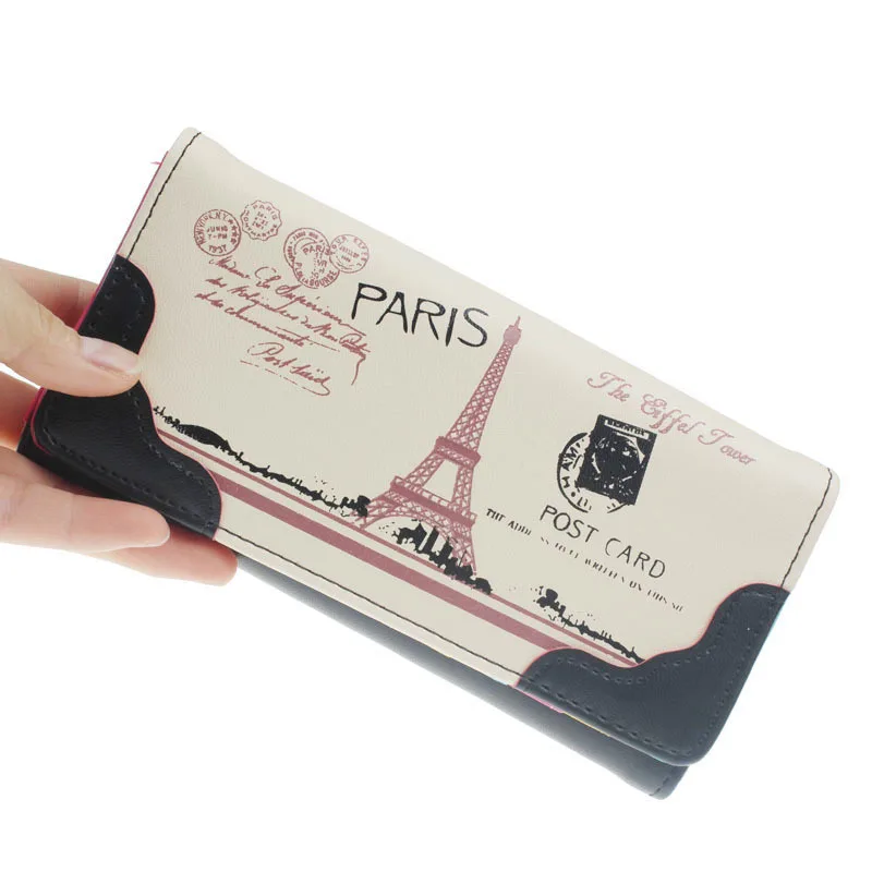 

New Brand Soft Large Bill Pouches Ladies Purse Women Cute Print Leather Long Button Purse Wallet Card Holder