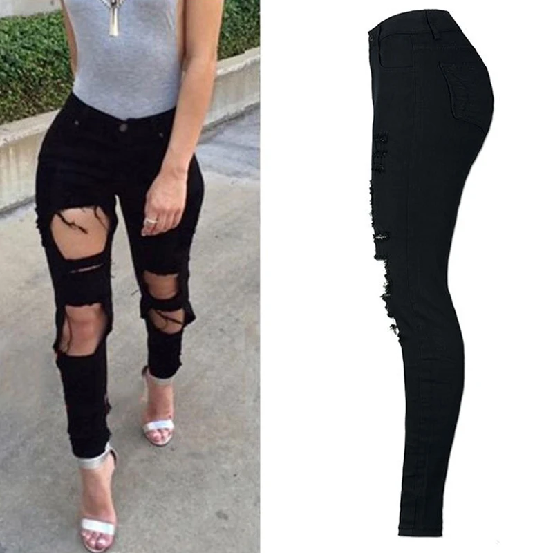 Europe and American Style High Street Sexy Women Jeans With Hole Plus Size XXL Summer Style Hole Jeans Pant For Women Brand S769 Jeans