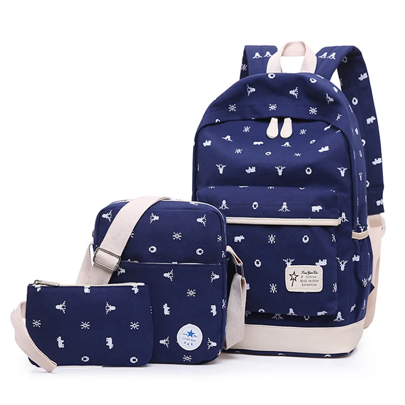 

YK-Leik Girl School Bags For Teenagers backpack set women shoulder travel bags 3 Pcs/Set rucksack mochila knapsack