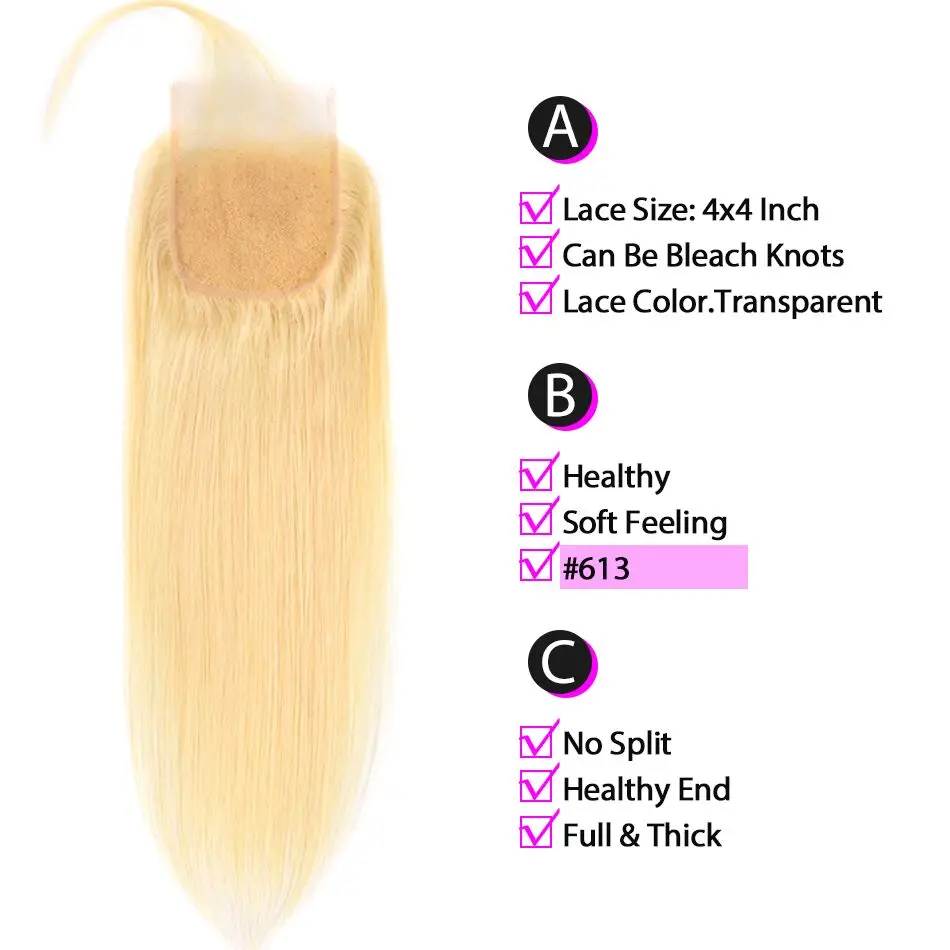 Brazilian Straight Hair 3/4 Bundles With Closure 613 Blonde Color Hair Human Hair With 4x4 Closure Free Ship Shuangya Remy Hair Brazilian Straight Hair 3/4 Bundles With Closure 613 Blonde Color Hair Human Hair With 4x4 Closure Free Ship Shuangya Remy Hair
