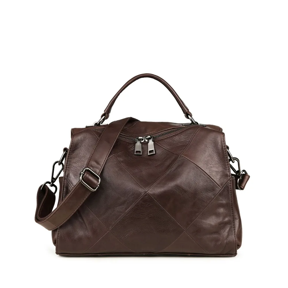 Factory direct high quality luxury Genuine Leather women handbags simple casual stitching design soft leather cows women bag