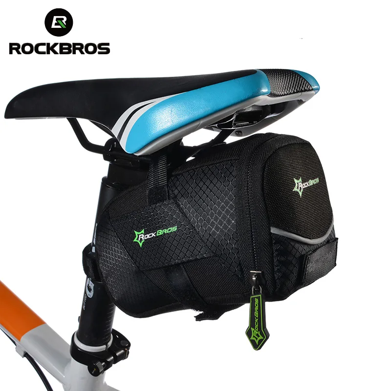 RockBros Leather Cycling Saddle Waterproof Bag MTB Road Bike Seat Bag Black