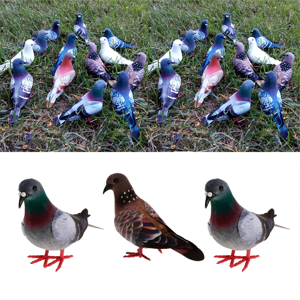 3x Artificial Doves Simulation Ornament Feathered Foam Fake Birds Home Decor