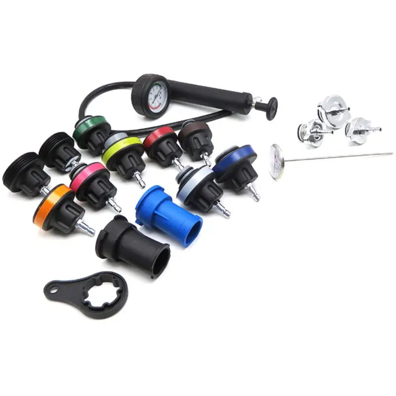 

18pcs Universal Radiator Pressure Tester andWater Tank Leak Detector Car Cooling System Kit coolant pressure tester kit Car Diag