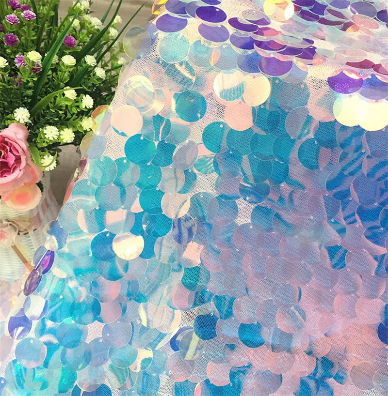 Iridescent Sequin Party Tablecloth Glitter Fabric Party Backdrops For Wedding Christmas Baby Shower Mermaid Unicorn Decor PT58 (5)