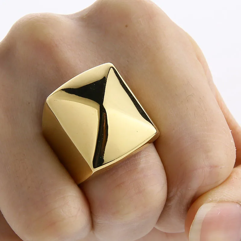 Valily, мужское геометрическое кольцо, простая пирамида, полированное кольцо для мужчин, нержавеющая сталь, модное Золотое кольцо, большое, новое, Прямая поставка