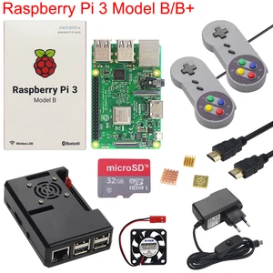 Raspberry Pi 3 Model B + плюс игры Starter Kit 16 г 32 SD карты геймпад чехол Вентилятор Мощность теплоотвод HDMI кабель для RetroPie - изображение