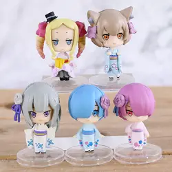 Re: ZERO KARA Hajimeru Isekai жизнь в другой мир Rem Ram Emilia Беатрис костюм Феликс Аргайл кимоно ver. Мини-фигурки из ПВХ игрушки куклы 5 шт./компл