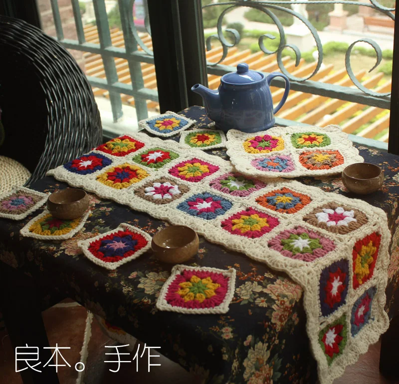 #^Special Price Retro Crochet floral Blanket Hand Hooked Fashion Square Crochet Blanket Cushion Felt Table Flat Cupmat 8pcs #^Special Price Retro Crochet floral Blanket Hand Hooked Fashion Square Crochet Blanket Cushion Felt Table Flat Cupmat 8pcs