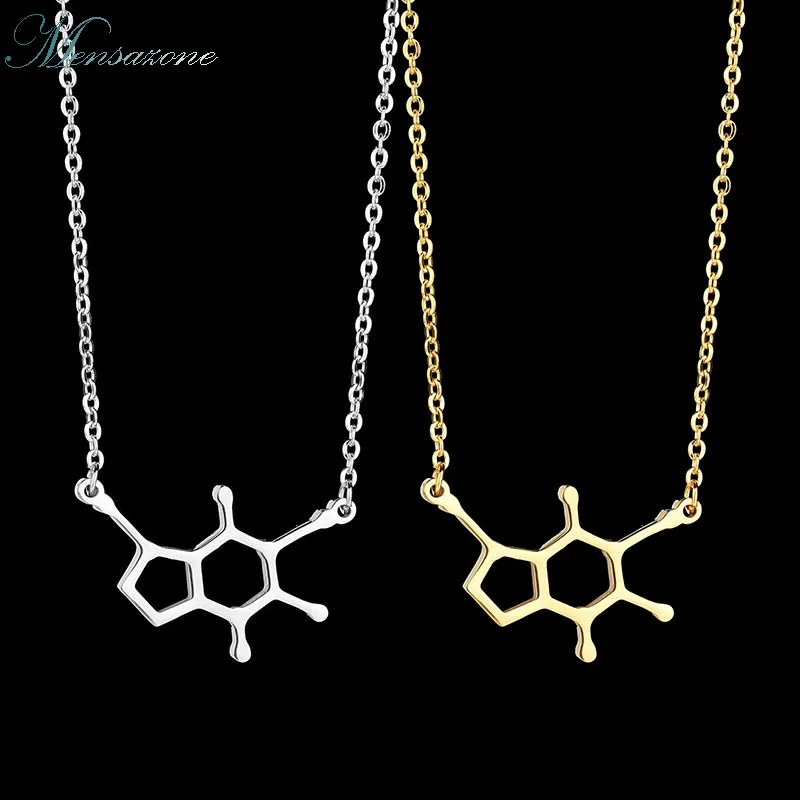 

MENSAZONE New Arrival Caffeine Molecular Necklace Stainless Steel Science Chemical Reaction Pendant Necklace For Women