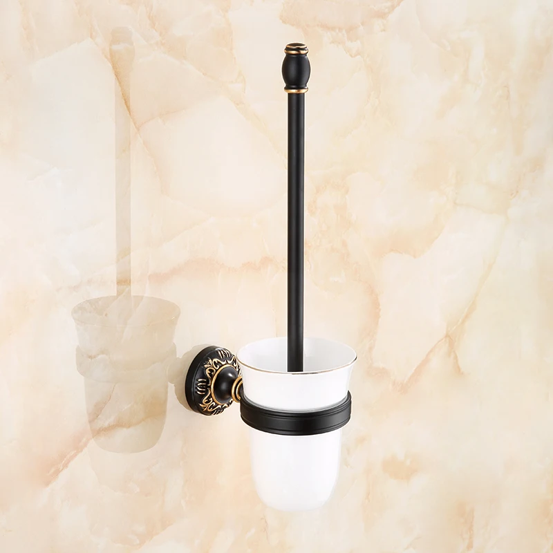 Toilet Brush Holders Black Antique Carved Base Finish Toilet Brush With