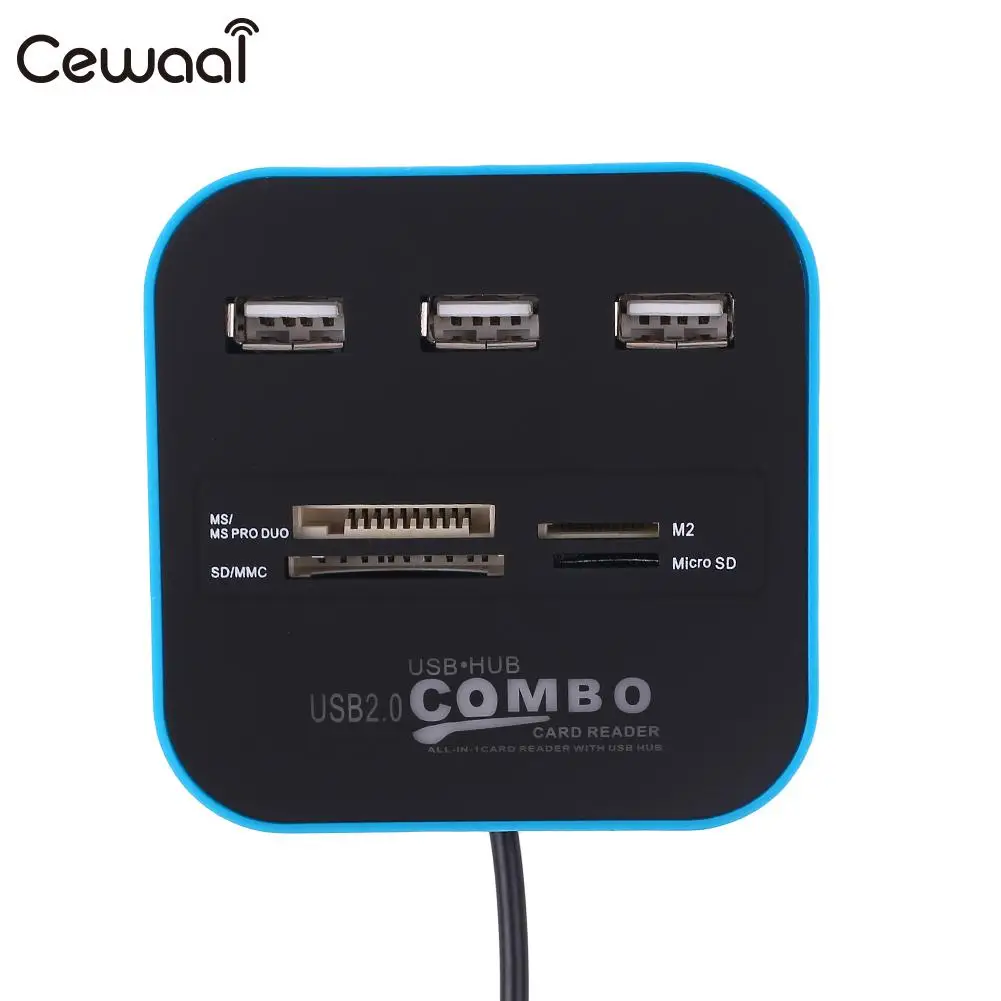 USB 2 0 Multi Card Reader SD TF M2 MS Combo Hub Splitter Adapter For font
