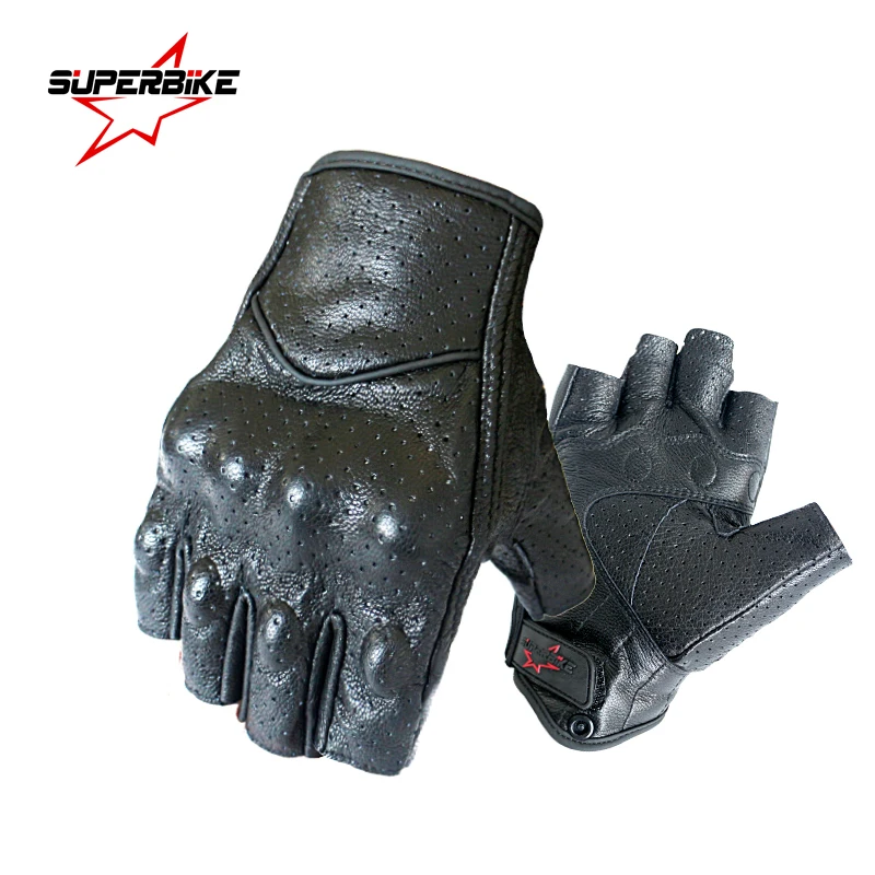 

Motorcycle Gloves Mitt Glove Half Finger Fingerless Leather Summer Men Women Scooter Moto Mitten Electric Bike Racing Cycling