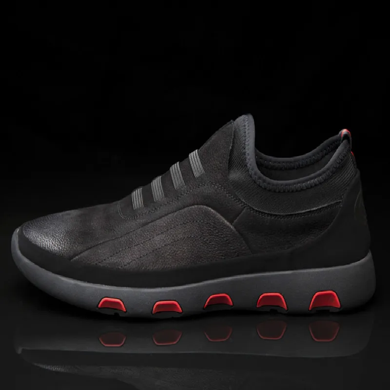 JINBEILEE New Men's Breathable Fashion Skateboarding Shoes Men's Casual Shoes First Layer Leather Warm Single Shoes