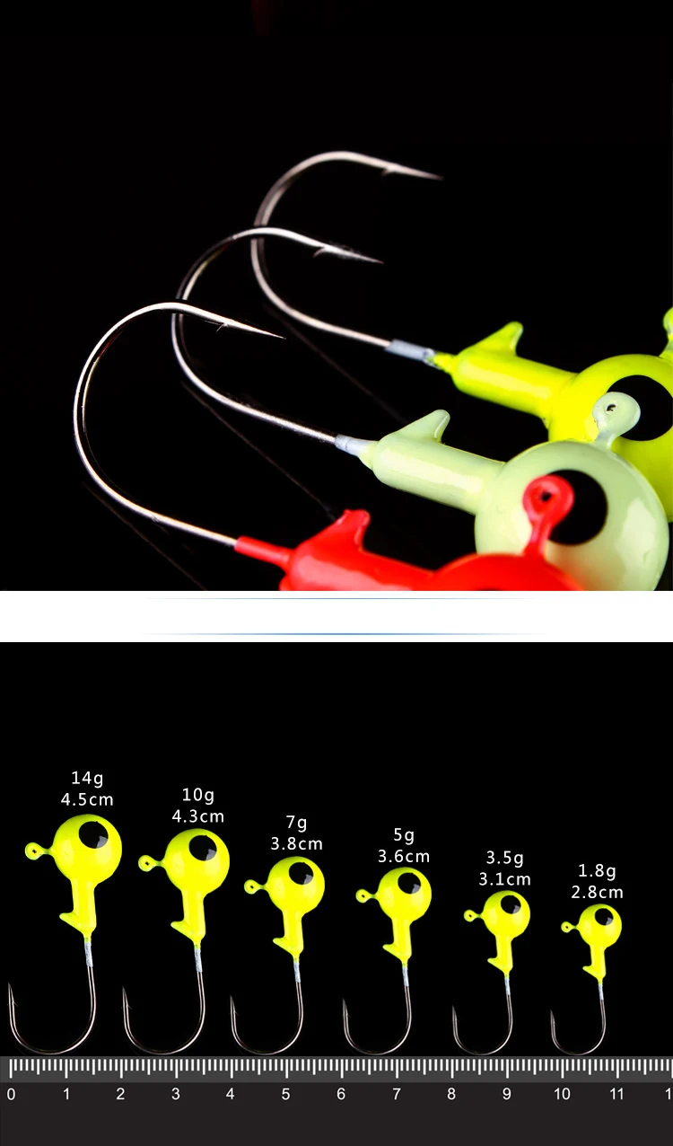 Рыболовные крючки Hennoy, 5 шт./партия, 1,75 г, 2,5 г, 3,5 г, 5 г, 7 г, 10 г, 12 г, 14 г, светящиеся в темноте, свинцовые крючки
