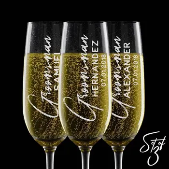 

Personalized Groomsmen Wedding Champagne Flutes Glasses,Wedding Champagne Flute,Wedding Favors
