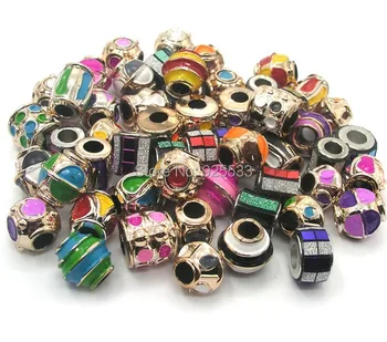 

Free Shipping 50pcs Fashion Colorful Plated Acrylic mix color and style Big Hole Beads Charms for Eurpean Bracelet jewelry DIY