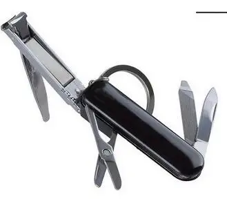 5в1 EDC портативный многофункциональный инструмент для ножей, ножей, носочков, кусачки для ногтей, ножницы, лезвие, складной ручной резак, брелок-триммер, инструменты для улицы - Цвет: black no logo