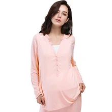 Womens Pregnant Sleepwear For Pregnant Nursing Nightgown Maternity Women Long Sleeve Maternity Nursing Sleepwear Set 50M0008