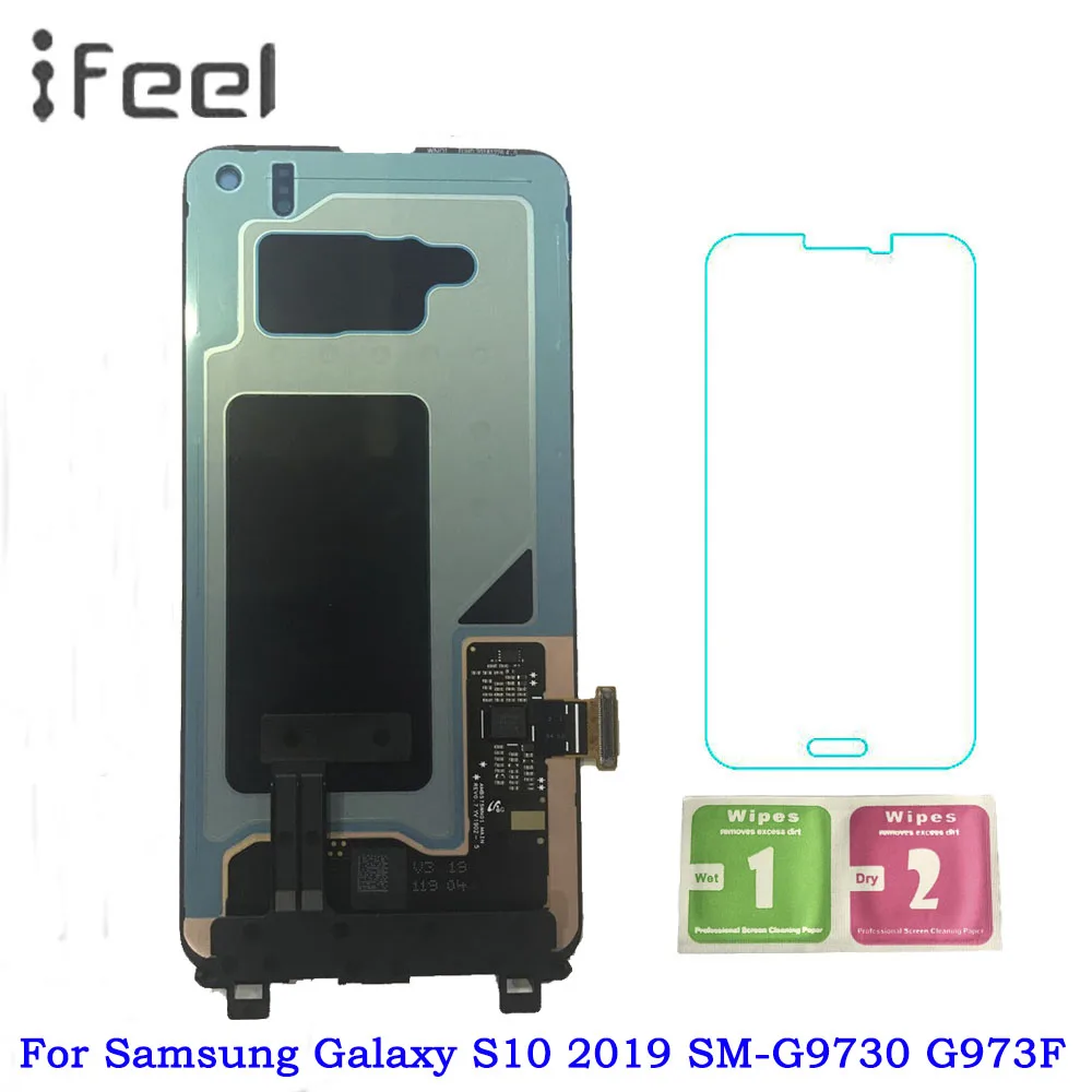 

AMOLED For Samsung Galaxy S10 2019 SM-G9730 G973F LCD Display Touch Screen Digitizer Replacement For Samsung S10 LCD