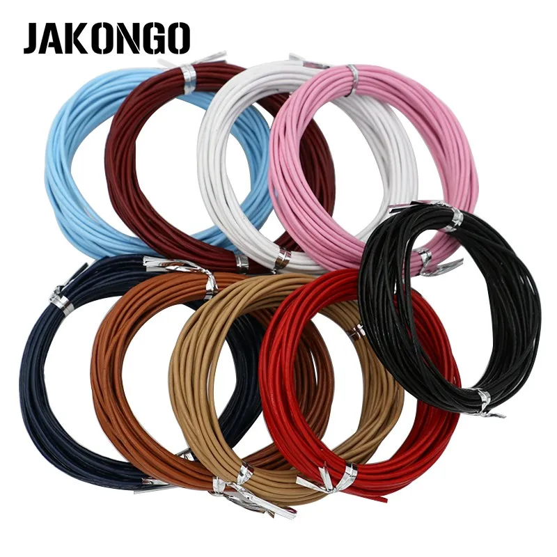 Шнуры из натуральной кожи JAKONGO 1 5 мм м круглая веревка нить для изготовления