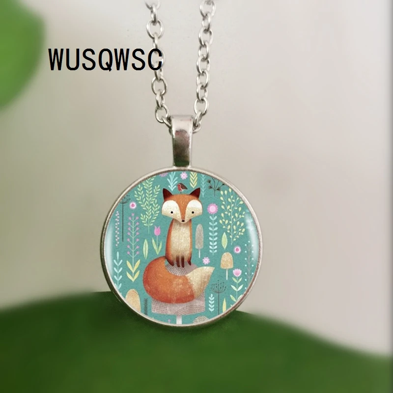 WUSQWSC кулон в виде лисы цветах колье массивное серебряное ожерелье для женщин