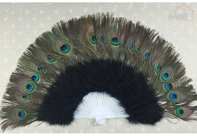 

Peacock Feather Hand Fan Dancing Bridal Party Supply Decor Woman Accessories 28 Pieces Marabou Feathers