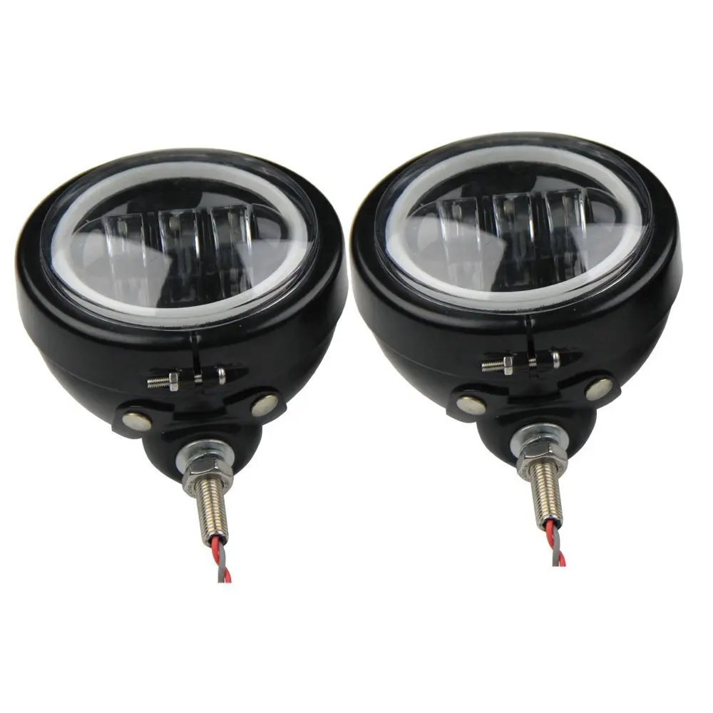 4.5 inch Black Housing bracket mount ring bucket with 4.5 inch Auxiliary halo Spot Fog Passing Light Lamp for Harley Touring Electra Glide