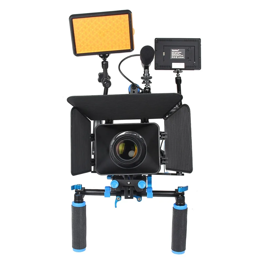 Профессиональная DSLR установка для плеча стабилизатор видеокамеры Матовая коробка + последующий фокус + клетка для Canon Nikon sony dslr видеокамеры