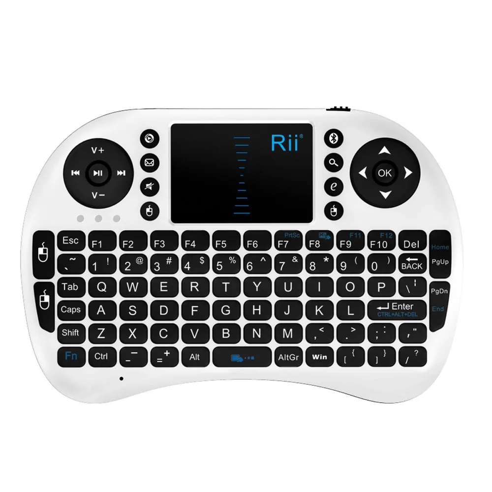 Kopen Mini draadloze toetsenbord 2.4g touchpad kleine Spaans Russisch Hebreeuws toetsenbord Telefoon pad gewijd toetsenbord Lithium Batterij